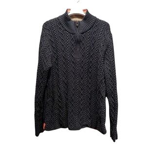 Carbon2Cobalt Men’s Fisherman’s Sweater Dark Gray Orange Size Large